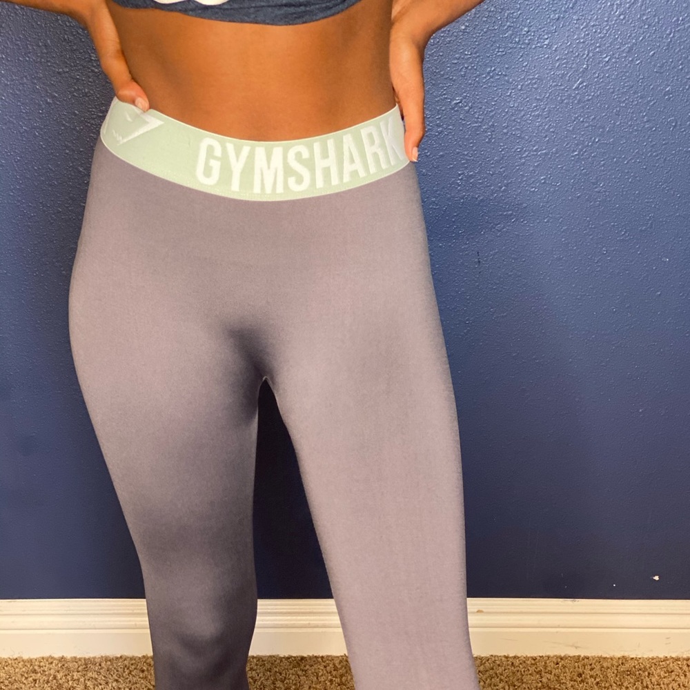 Grey/Mint Green/White GymShark Athletic Leggings - Picture 1 of 3